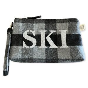KOALA KANVAS Flannel Gray Plaid Glitter SKI Wristlet NEW Apres Ski